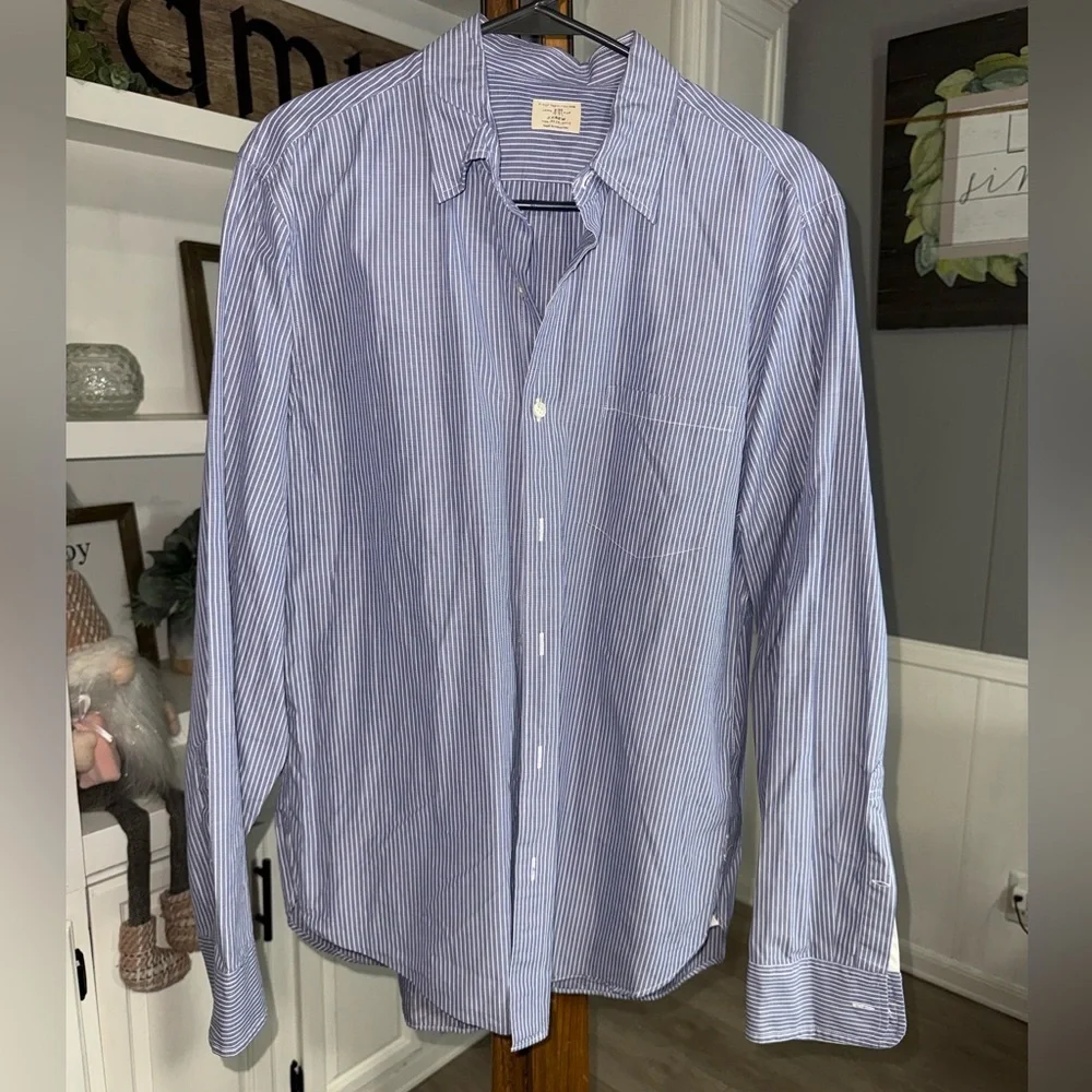 J. Crew Men's Navy Pinstripe Button Down Shirt